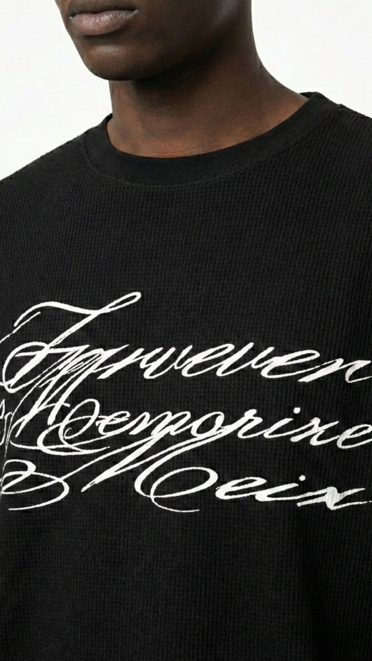 Cursive Waffleknit Longsleeve