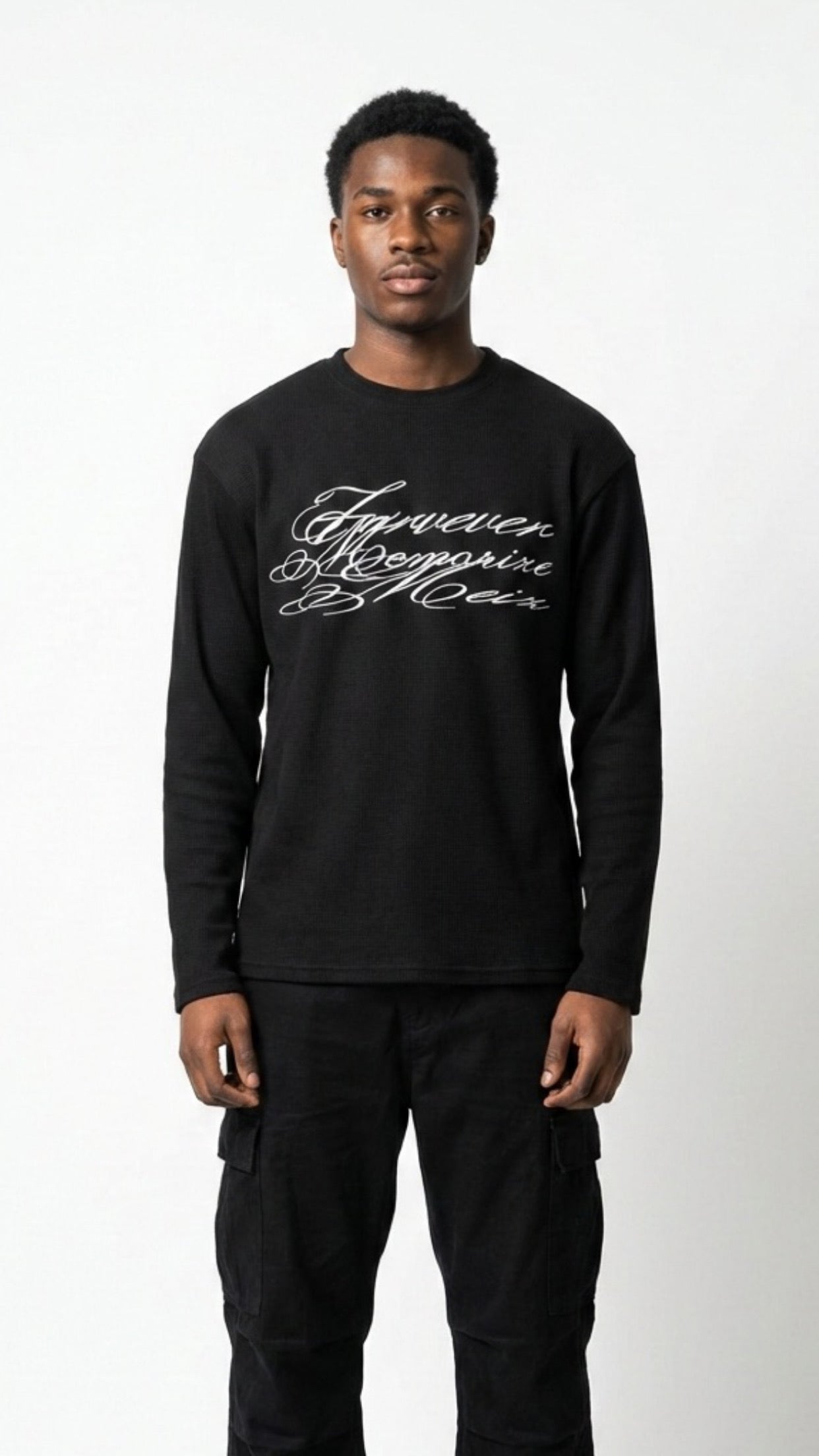 Cursive Waffleknit Longsleeve